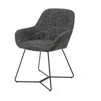 chaise avec accoudoirs en tissu skyfall piètement noir kushi - jesper home