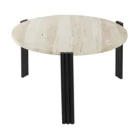 table basse en acier noir et travertin sable 35 x 60 cm tribus - aytm