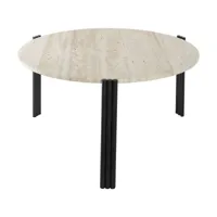 table basse en acier noir et travertin sable 45 x 80 cm tribus - aytm