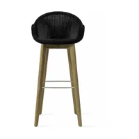 chaise de bar en teck et osier noir 55 x 107 cm edgard - vincent sheppard