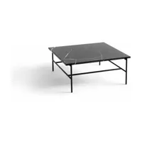 table basse en marbre et piètement en acier noir 80 x 84 x 33 cm  rebar - hay