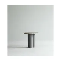 table d'appoint grise et plateau travertine silver 40 x 40 cm dit - normann copenhage
