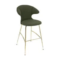 chaise de bar en tissu vert et acier laiton 75 cm time flies - umage