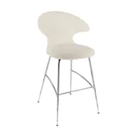 chaise de bar en tissu blanc et acier chrome 75 cm time flies - umage