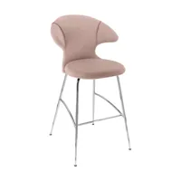 chaise de bar en tissu rose et acier chrome 75 cm time flies - umage