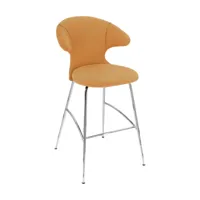 chaise de bar en tissu orange et acier chrome 75 cm time flies - umage