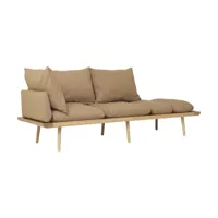 canapé en chêne naturel et tissu marron 231 cm lounge around - umage