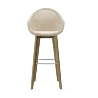 chaise de bar en teck et osier beige old lace 55 x 107 cm edgard - vincent sheppard