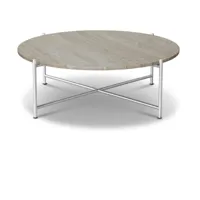 table basse ronde en marbre beige et acier inoxydable 90 cm - handvärk