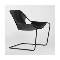 fauteuil en cuir et acier noir paulistano - objekto