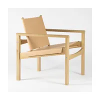 fauteuil en cuir naturel et chêne peglev - objekto