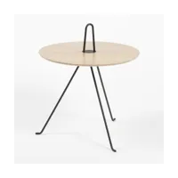 table basse ronde en chêne et acier noir 42 x 49 cm tipi - objekto