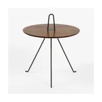 table basse ronde en noyer et acier noir 42 x 49 cm tipi - objekto