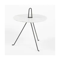 table basse ronde en marbre de carrare et acier noir 42 x 49 cm tipi - objekto