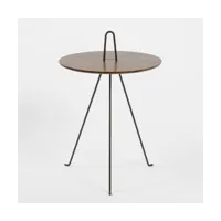 table d'appoint ronde en noyer et acier noir 42 x 62 cm tipi - objekto