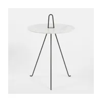 table d'appoint ronde en marbre de carrare et acier noir 42 x 62 cm tipi - objekto