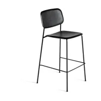chaise de bar plaquage chêne et acier noir 108cm soft edge 90 - hay