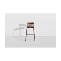 chaise de bar en hêtre et aluminium brun-rouge 91 cm fromme - petite friture