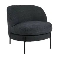 fauteuil en tissu gris foncé et métal noir 73 x 68 x 70 cm miles - pomax