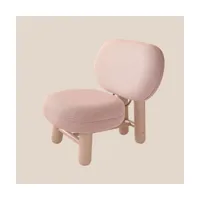 fauteuil en tissu et bois de frêne rose calcaire galinette - margaux keller collectio