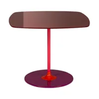 table d'appoint carrée en acier et cristal bordeaux 50 cm thierry - kartell