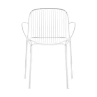 chaise de jardin avec accoudoir en acier blanc 79 cm hiray - kartell