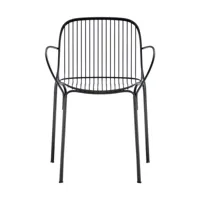 chaise de jardin avec accoudoir en acier noir 79 cm hiray - kartell