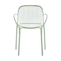 chaise de jardin avec accoudoir en acier vert 79 cm hiray - kartell