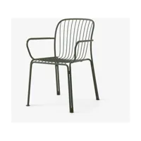 chaise de jardin empilable avec accoudoires en acier vert bronze thorvald sc95 - &tra