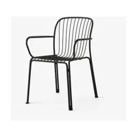 chaise de jardin empilable avec accoudoires en acier noir chaud thorvald sc95 - &trad