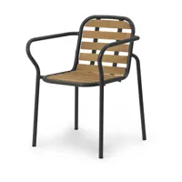chaise de jardin avec accoudoirs en acier et bois noir vig robinia - normann copenhag