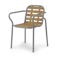 chaise de jardin avec accoudoirs en acier et bois gris vig robinia - normann copenhag