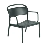 fauteuil de jardin en métal vert foncé linear - muuto