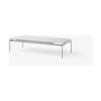 table d'appoint en marbre bianco carrera et structure chrome foncé 140x60 cm sett ln1