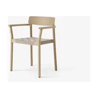 chaise avec accoudoirs en chêne massif laqué avec assise en lin 61x78 cm betty tk9 -