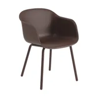 chaises de jardin avec accoudoirs en plastique et acier marron rouge 77cm fiber - muu