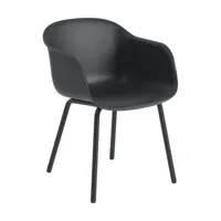 chaises de jardin avec accoudoirs en plastique et acier noir anthracite 77cm fiber -