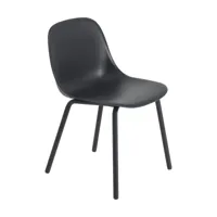 chaise de jardin en plastique et acier noir anthracite 77cm fiber - muuto
