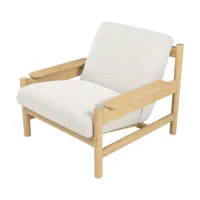 fauteuil en bois mindy et textile sable doux 83x90x75,5cm casca - versmissen