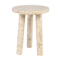 table d'appoint 3 pieds en marbre crème poli 42x54cm tommy tripod - versmissen