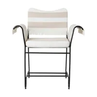 chaise avec accoudoirs et franges en métal noir et tissus leslie stripe tropique - gu