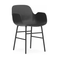 chaise avec accoudoirs en acier et pp noir form - normann copenhagen