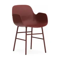 chaise avec accoudoirs en acier et pp rouge form - normann copenhagen