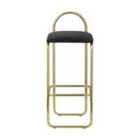 chaise de bar en acier doré et velours anthracite 65 cm angui - aytm