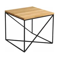 table d'appoint carré en bois et piètement noir memo wood - custom form