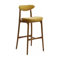 chaise de bar en velours brillant moutarde et frêne 100 cm - 366 concept