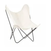 fauteuil en coton blanc avec structure en acier noir coton aa - airborne