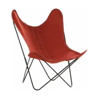 fauteuil en coton terracotta avec structure en acier noir islandais aa - airborne