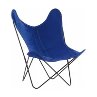fauteuil en coton bleu électrique avec structure en acier noir coton aa - airborne