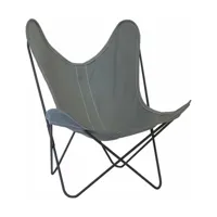 fauteuil en coton gris avec structure en acier noir coton aa - airborne